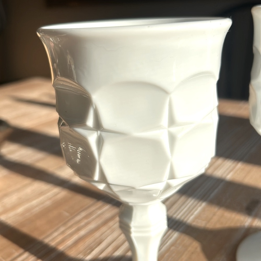 Indiana Glass Constellation Pattern White Milk Glass Water Wine Goblet. -2 - Picture 15 of 16